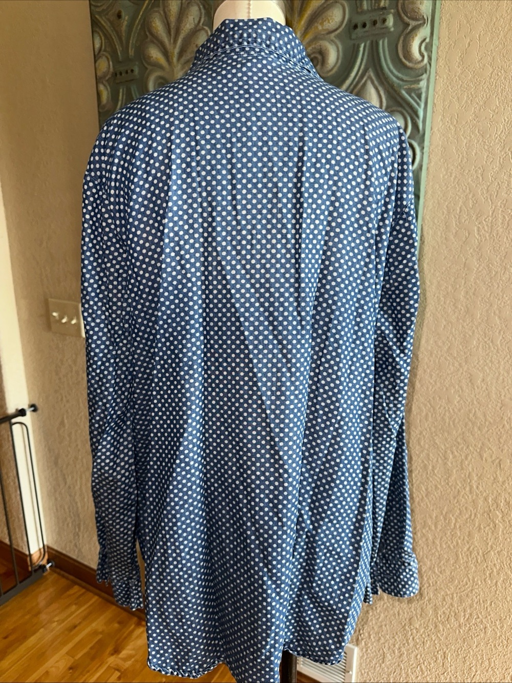 Westbound 100% Cotton Polka Dot Popover Tunic Shirt Blue White Women’s XL - Picture 5 of 11